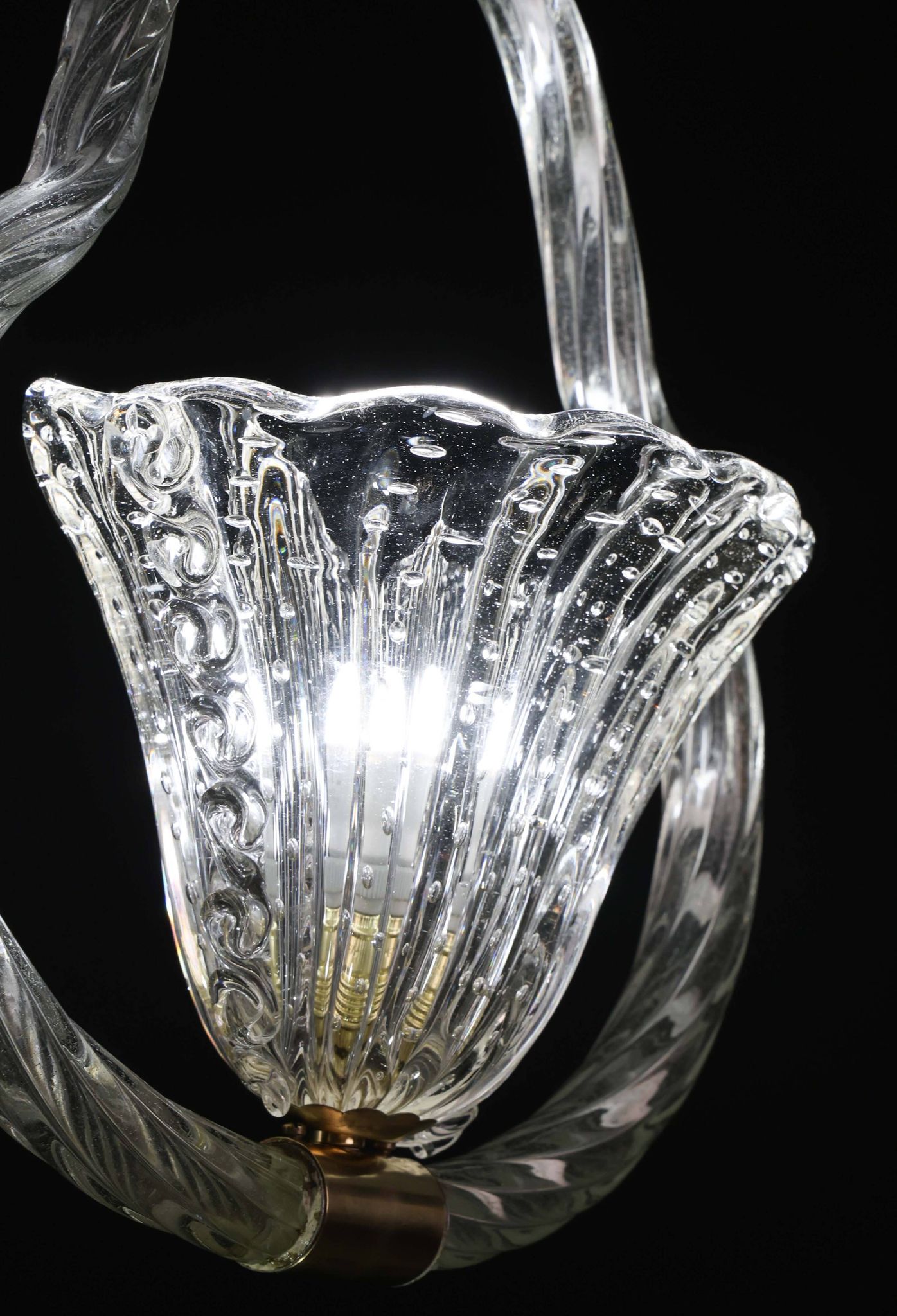 Charming Ercole Barovier Art Deco Chandelier, 'Bullicante' Glass Murano, 1940s
