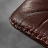 Vintage Mid-Century Scandinavian Modern Brown Leather Executive Swivel Chair & Ottoman, 1970s