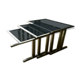 Set of nesting tables in smoked glass steel