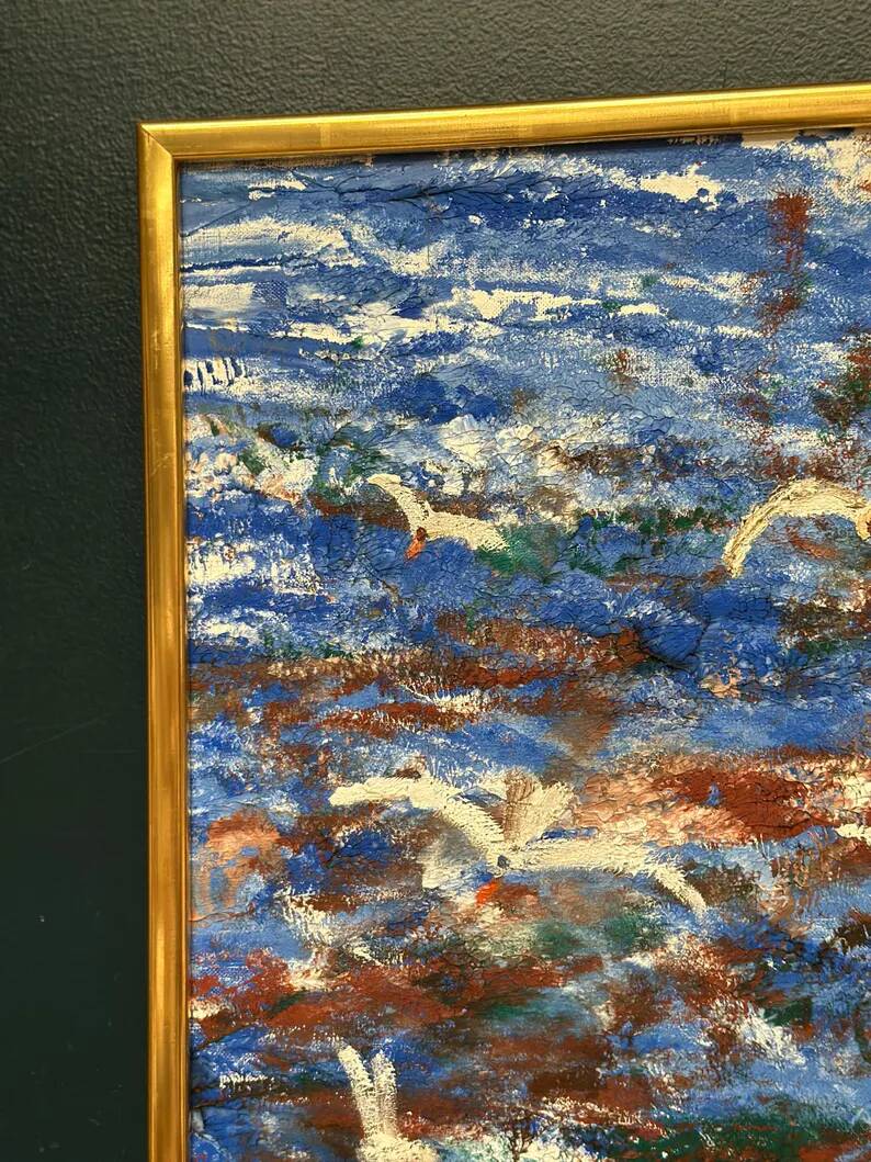 Original Swedish Oil on Canvas – “Storm” by Göta Fogler – Signed – Vintage & Framed – 50 × 42 cm (19.7" × 16.5")