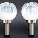 Pair of wall lamps Mazzega opalescent Murano Italy