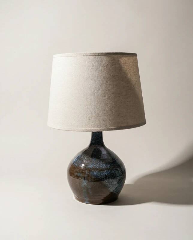 Blue-brown glazed ceramic lamp – 1950s/60s, Ruelland style
