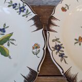 Ensemble de 2 anciennes assiettes motif floral peintes à la main