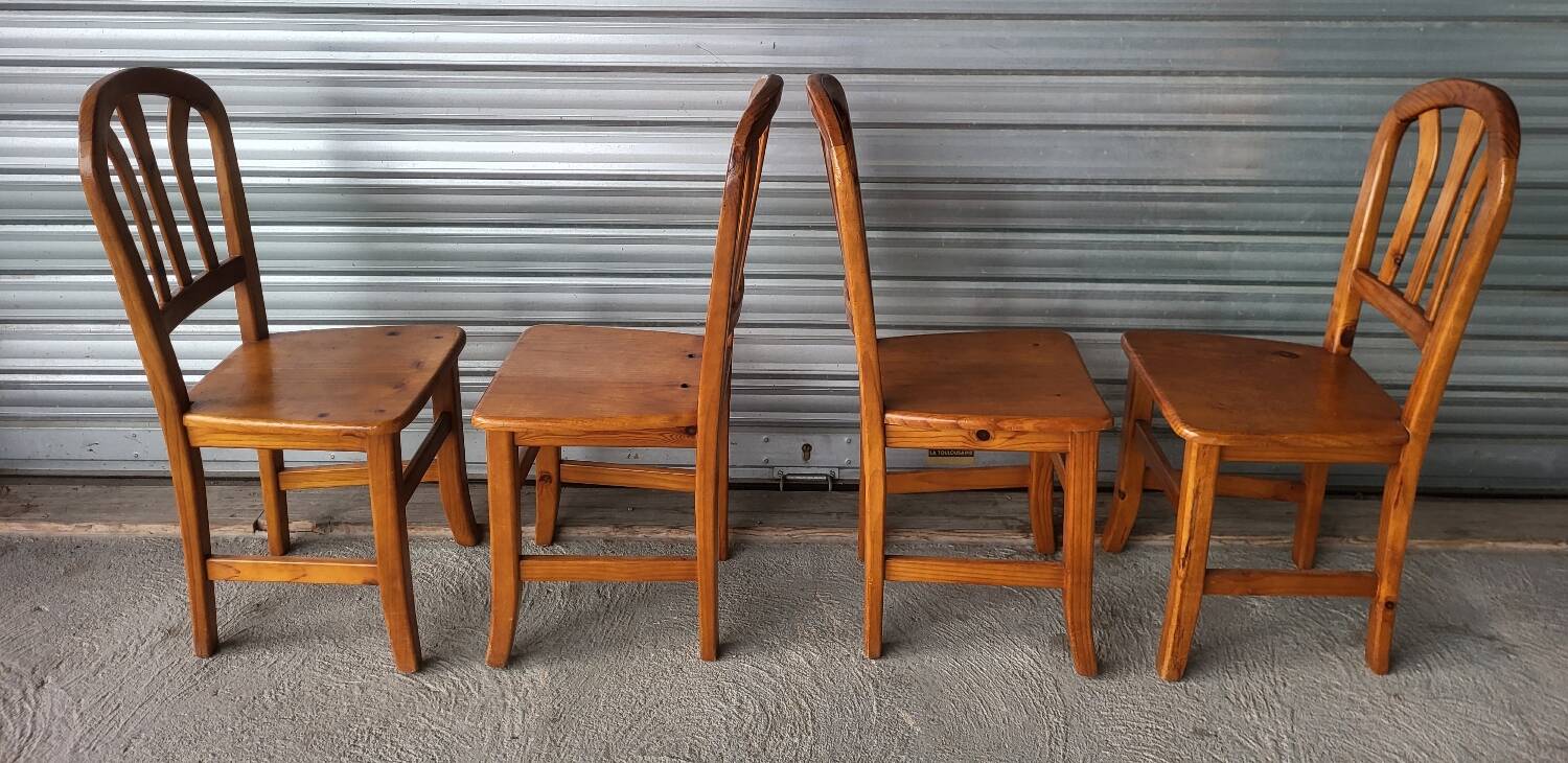 Set of 4 vintage solid wood chairs