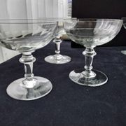8 old glass champagne glasses