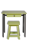 Green child office with his stool