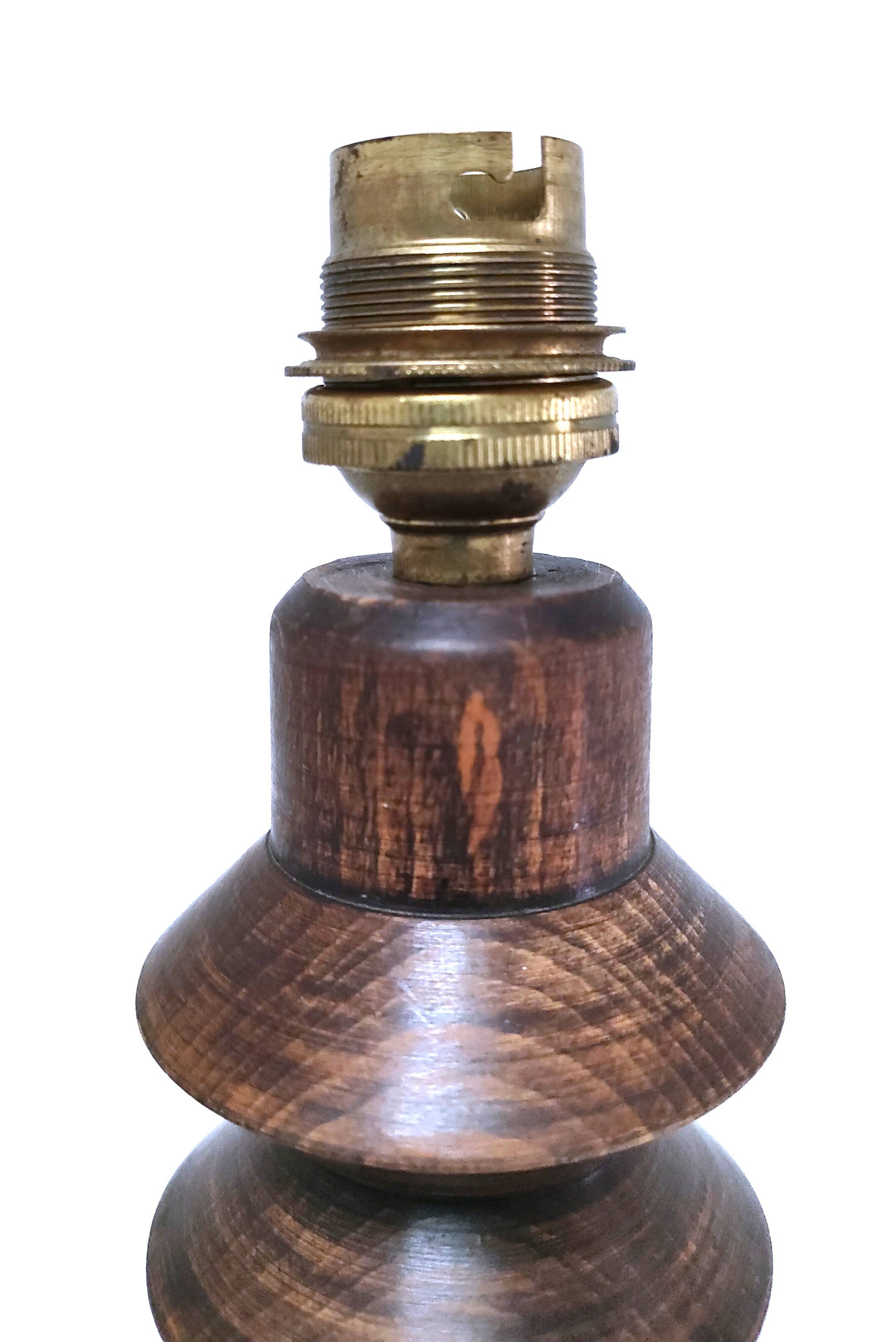XL turned wooden lamp base H.47 cm 1950s design
