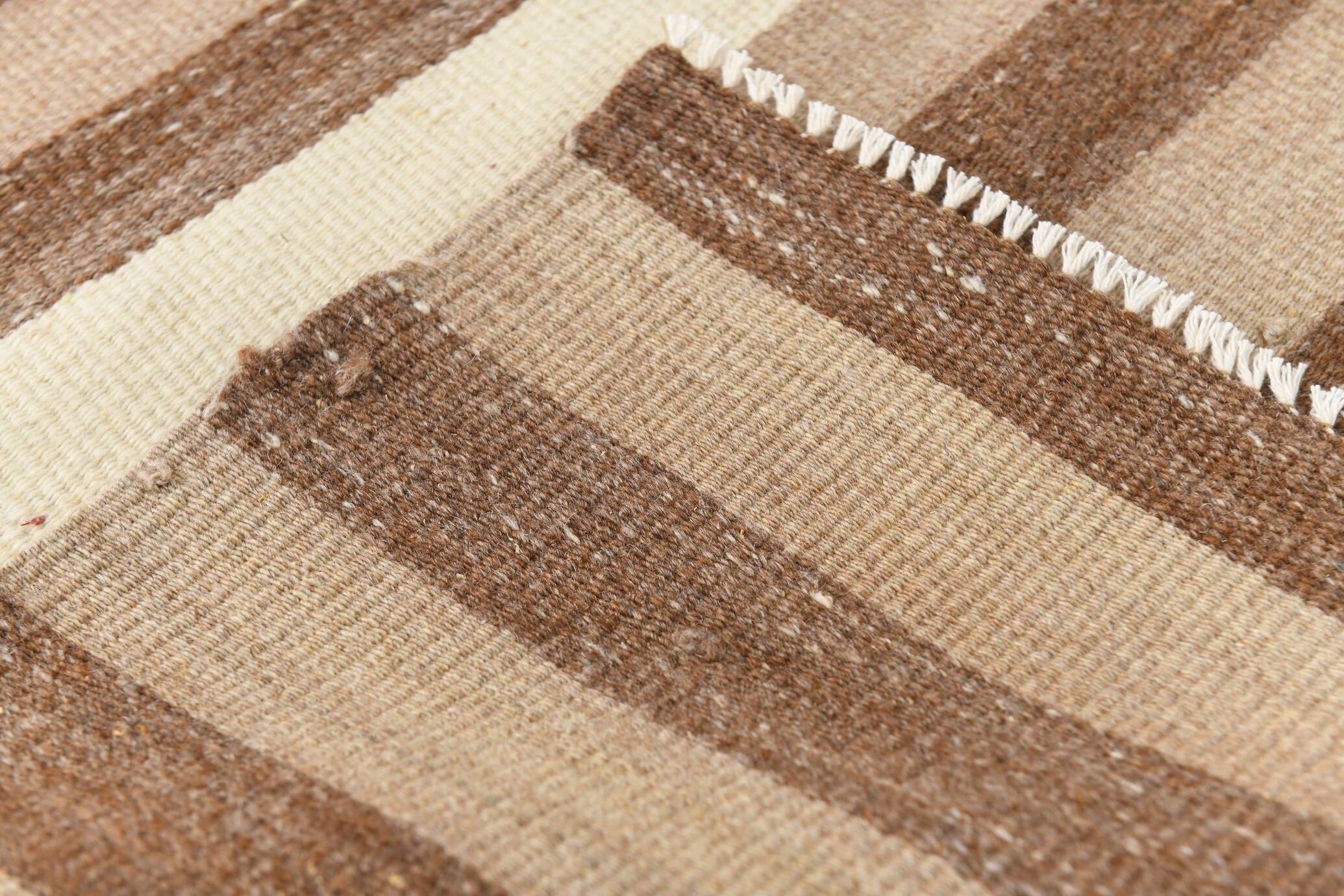 10x13 Dark Brown & Beige Vintage Kilim Rug, 311x394Cm