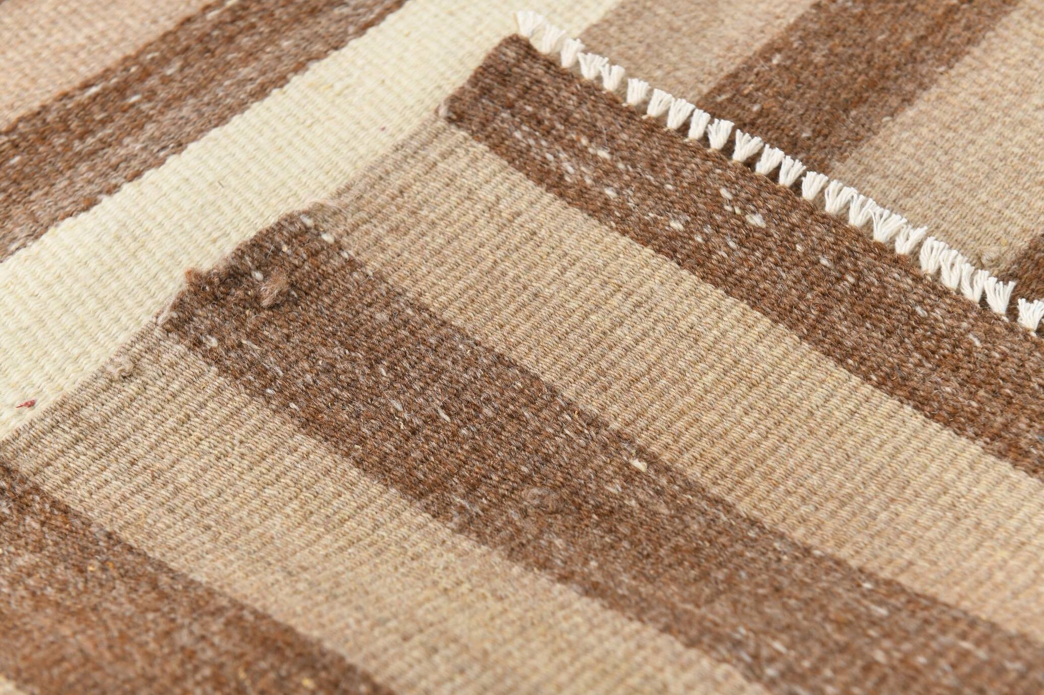 10x13 Dark Brown & Beige Vintage Kilim Rug, 311x394Cm