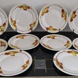 Set of 10 Bohemian dessert plates Orchies Moulin des Loups