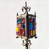 Vintage medieval gothic wrought iron floor lamp