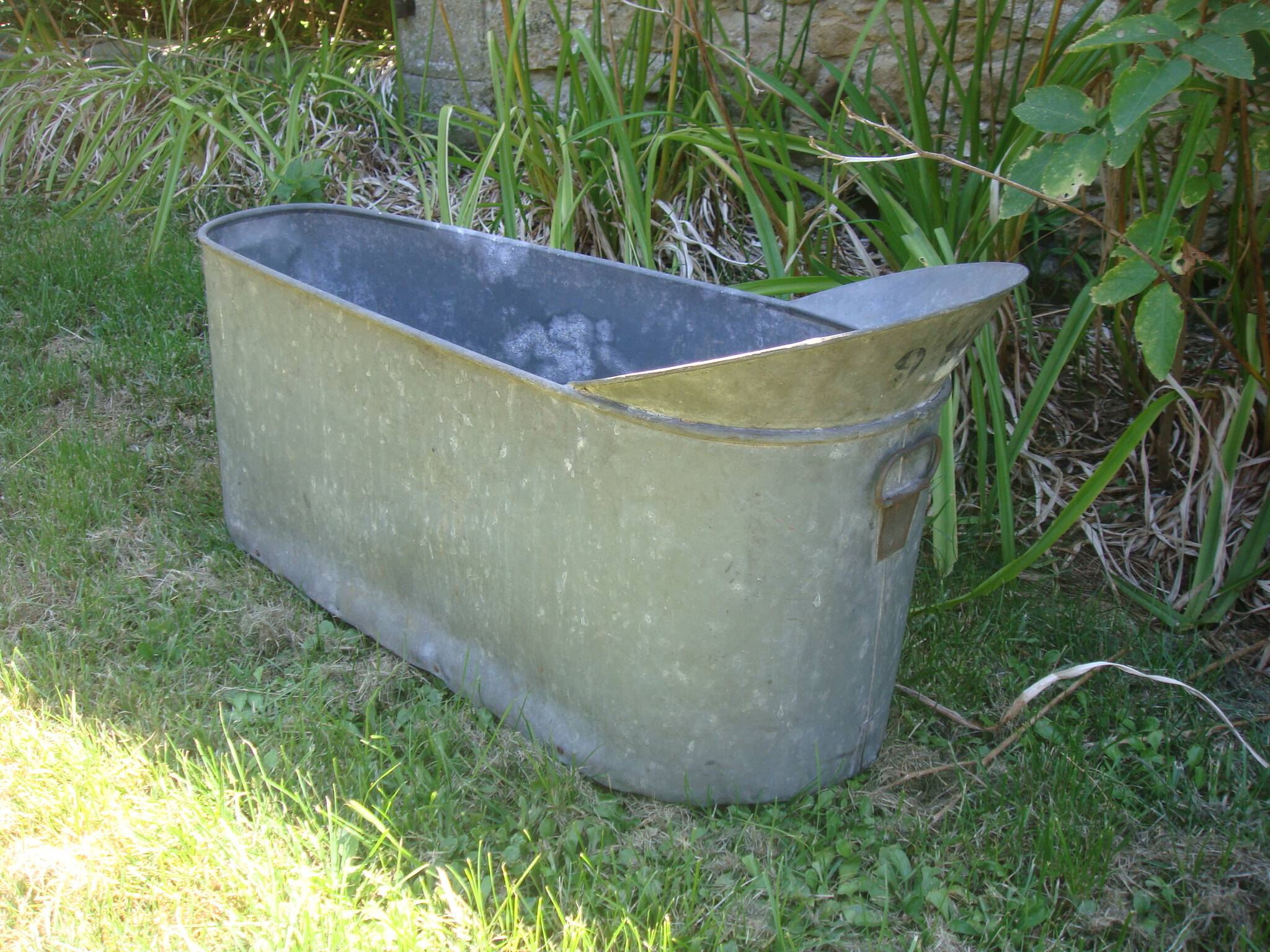 Old zinc child bathtub