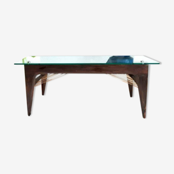 Teak coffee table Louis Sognot 1960