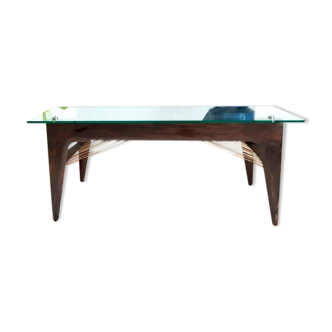 Teak coffee table Louis Sognot 1960