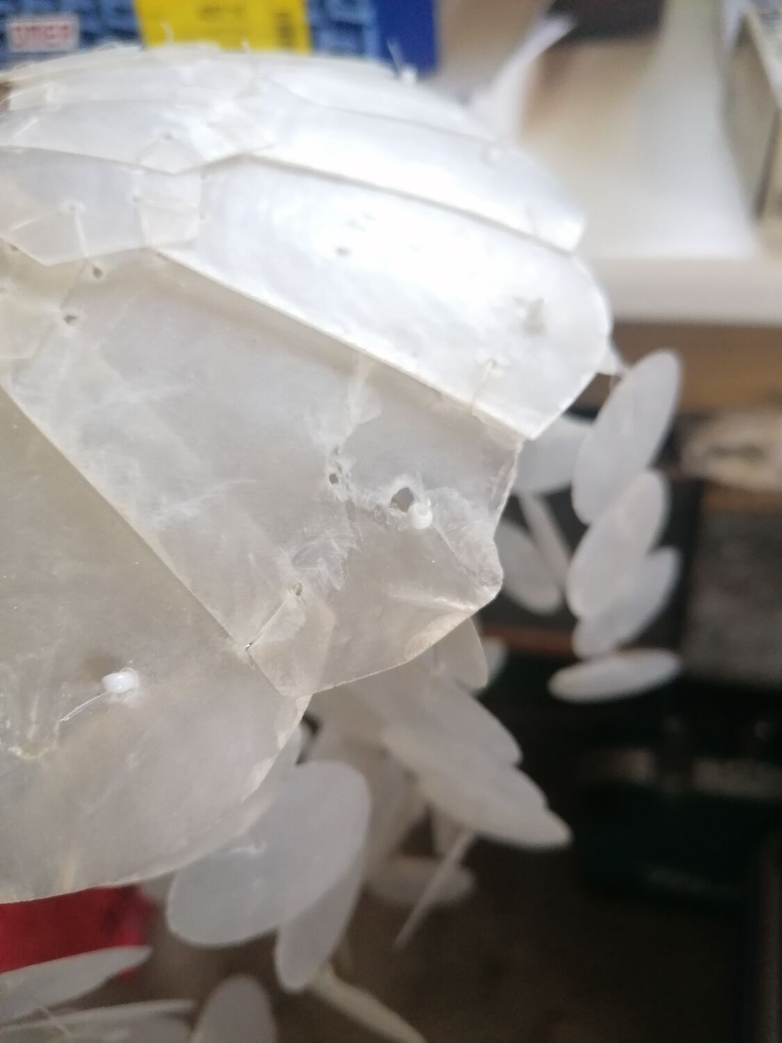 Duo of hanging lamps in mother-of-pearl tassels