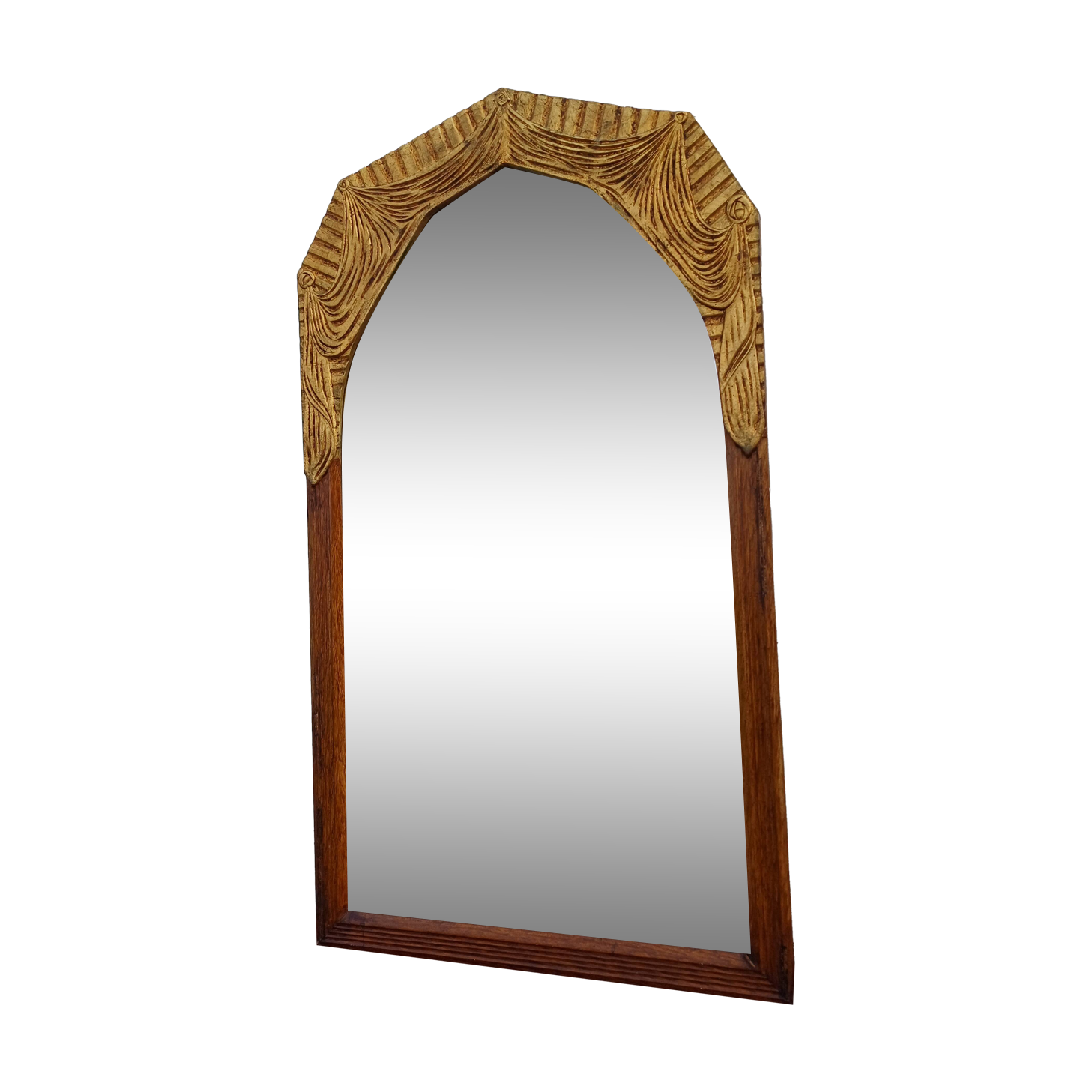 Art Deco Mirror Wood and Gold Stuk