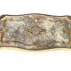 Louis XV style coffee table in carved wood with grey and gold highlights.