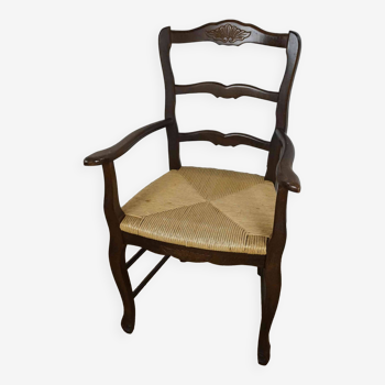 fauteuil rustique chêne assise paille