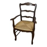 rustic oak armchair straw seat
