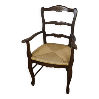 fauteuil rustique chêne assise paille