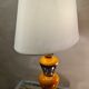 Lampe  en ceramique argent et orange vernisé
