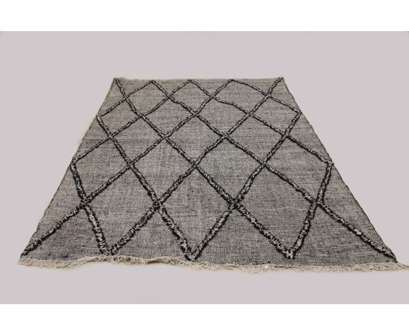 Kilim berber,marocain tapis,berber zanafi tapis,noir et blanc laine tapis  190x280 cm | Selency