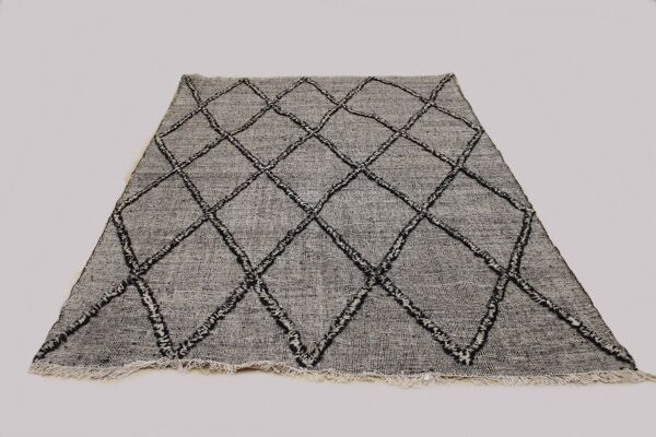 Kilim berbère,tapis marocain,tapis zanafi berbère,noir et blanc laine tapis 190x280 cm