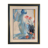 Original signed lithograph ‘’Nude with Dahlias’’ by Jean Baptiste Valadié