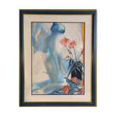 Original signed lithograph ‘’Nude with Dahlias’’ by Jean Baptiste Valadié