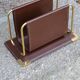 Letter holder in Havana leather and gold metal Longchamp from the 70s
