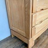Commode vintage moderniste en orme massif 3 tiroirs
