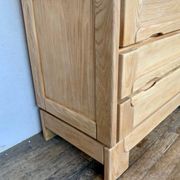 Commode vintage moderniste en orme massif 3 tiroirs
