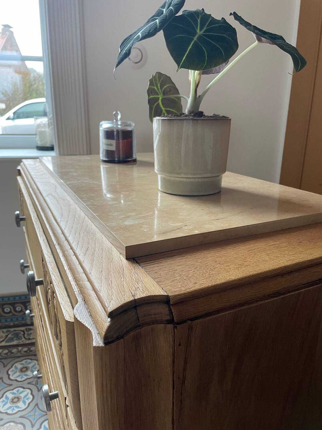 Antique carved wooden chest of drawers