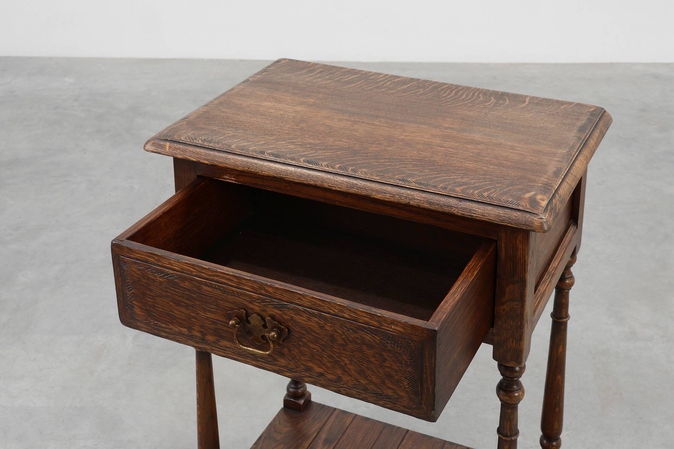 Small rustic cabinet with drawer or nightstand in oak, France 19th century