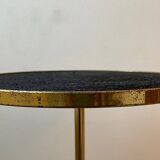 Vintage tripod pedestal table in gold metal