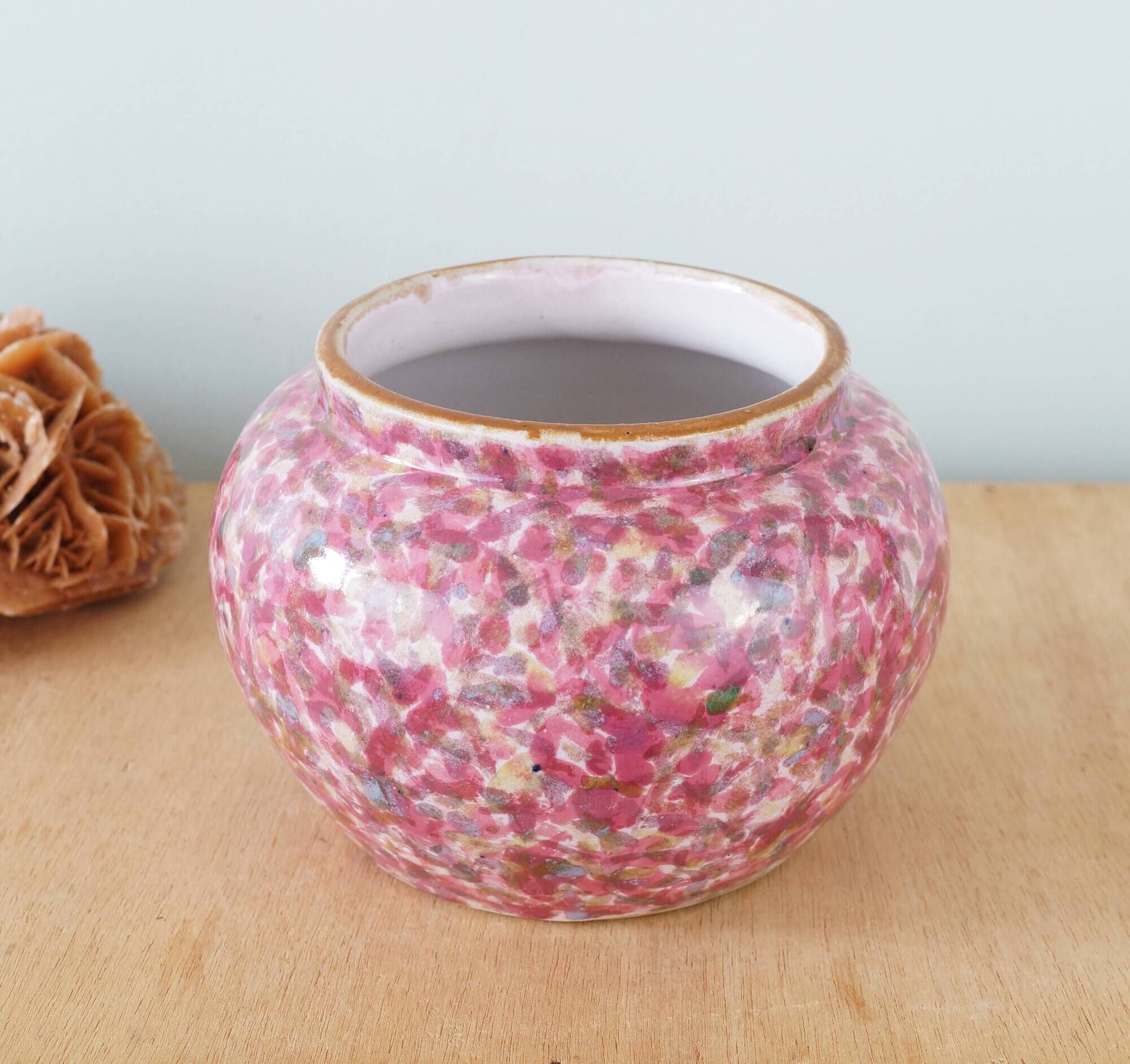 Speckled ceramic vase in shades of pink, 1950s or 1960s
