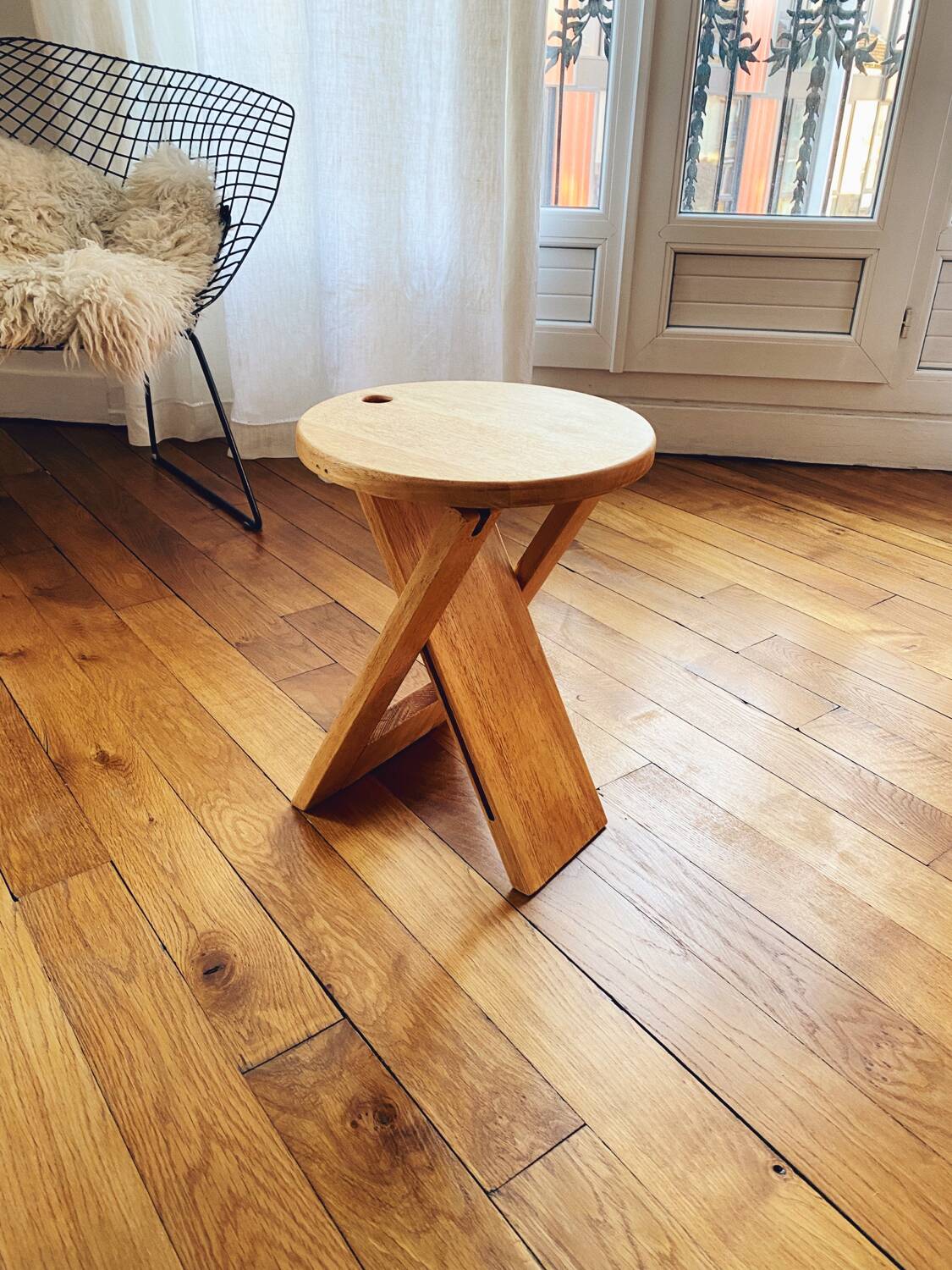 Suzy light wood stools, Adrian Reed, 1970