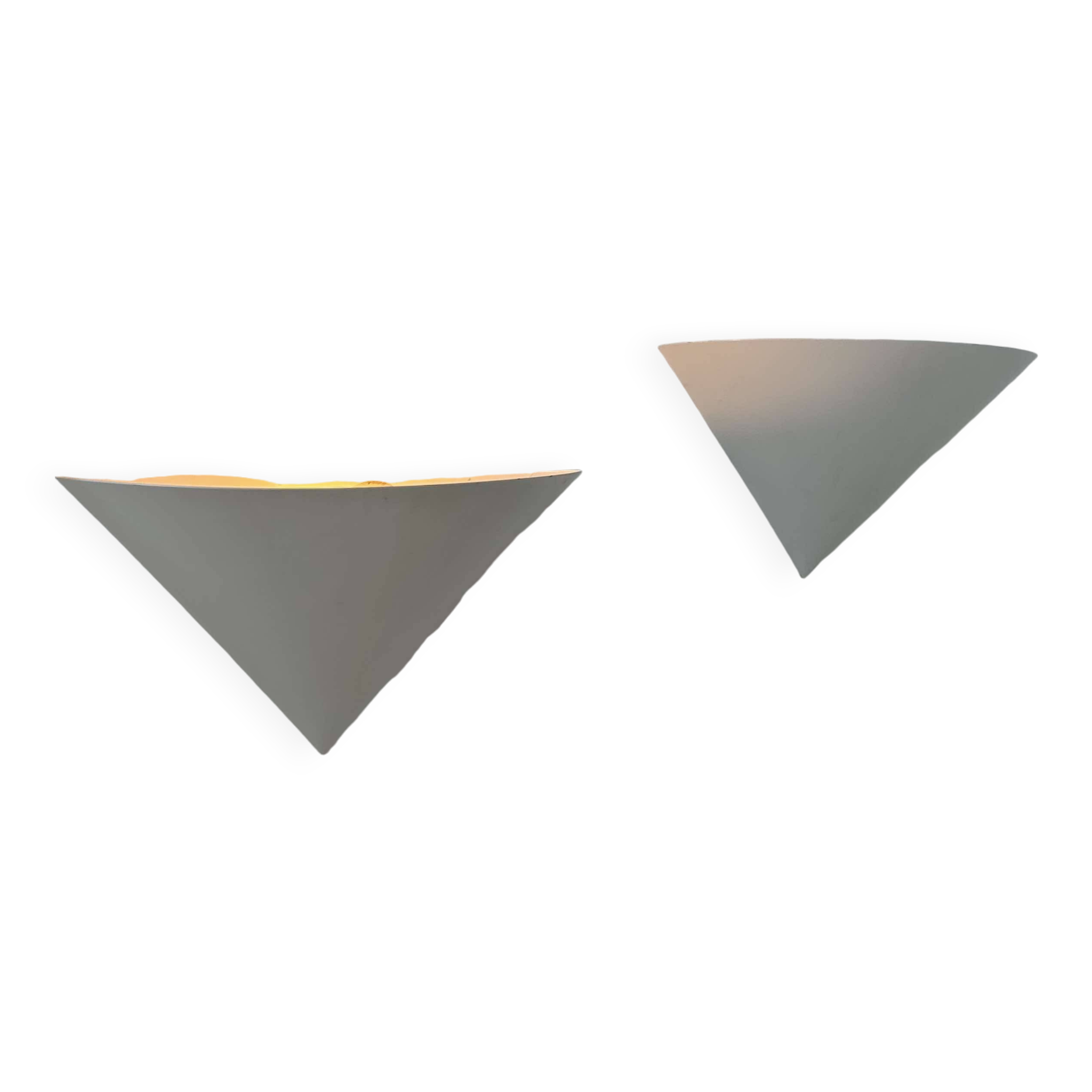 Pair of vintage wall lights, white metal, France 1970
