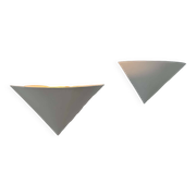 Pair of vintage wall lights, white metal, France 1970