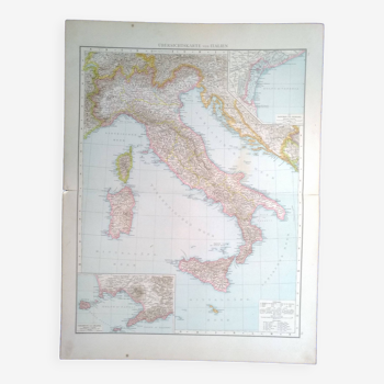 Une carte issue Atlas Richard Andrees 1887 carte Italie Italien Corse Sardaigne