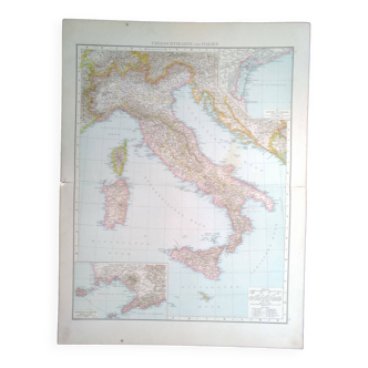 Une carte issue Atlas Richard Andrees 1887 carte Italie Italien Corse Sardaigne