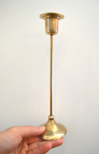Trio of brass candlesticks