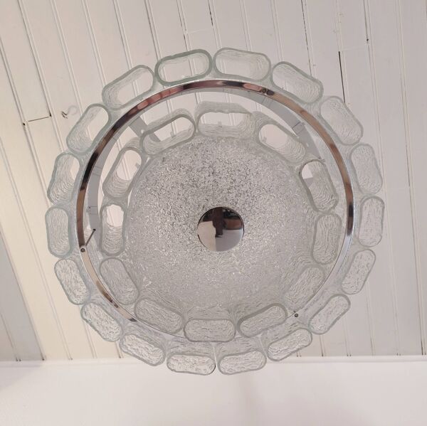 Grand lustre verre givré Doria Leuchten 70’s