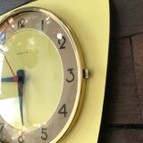 Vintage clock star Formica yellow wall pendulum