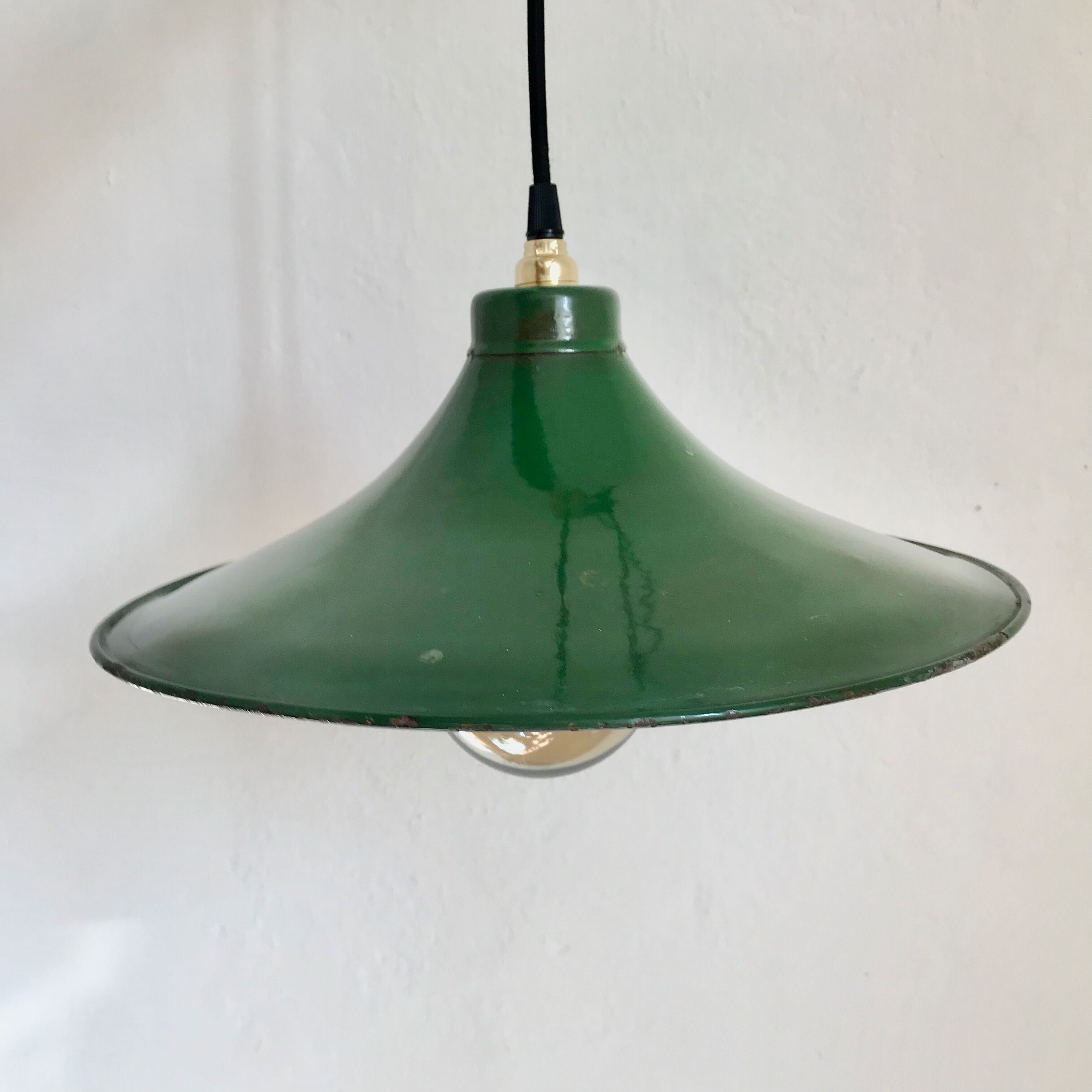 Suspension abat-jour émaillé vert