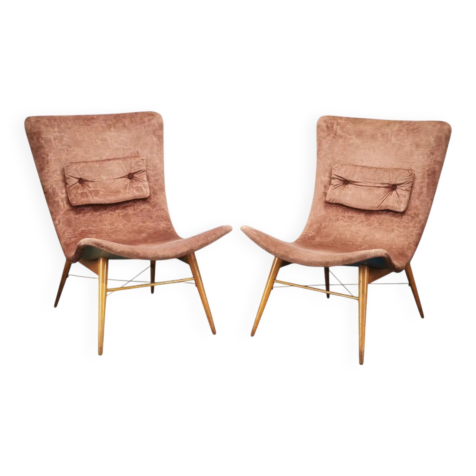Pair of Miroslav Navrátil Shell Lounge Chairs, Czechoslovakia 1960s