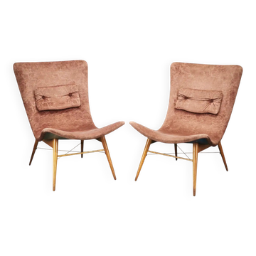 Pair of Miroslav Navrátil Shell Lounge Chairs, Czechoslovakia 1960s