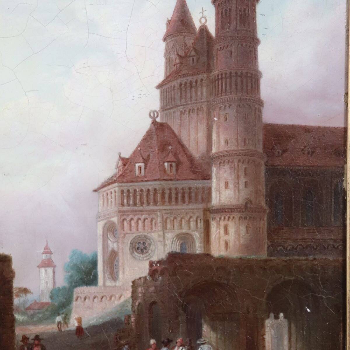 Worms Cathedral, Oil On Panel, 19th Century