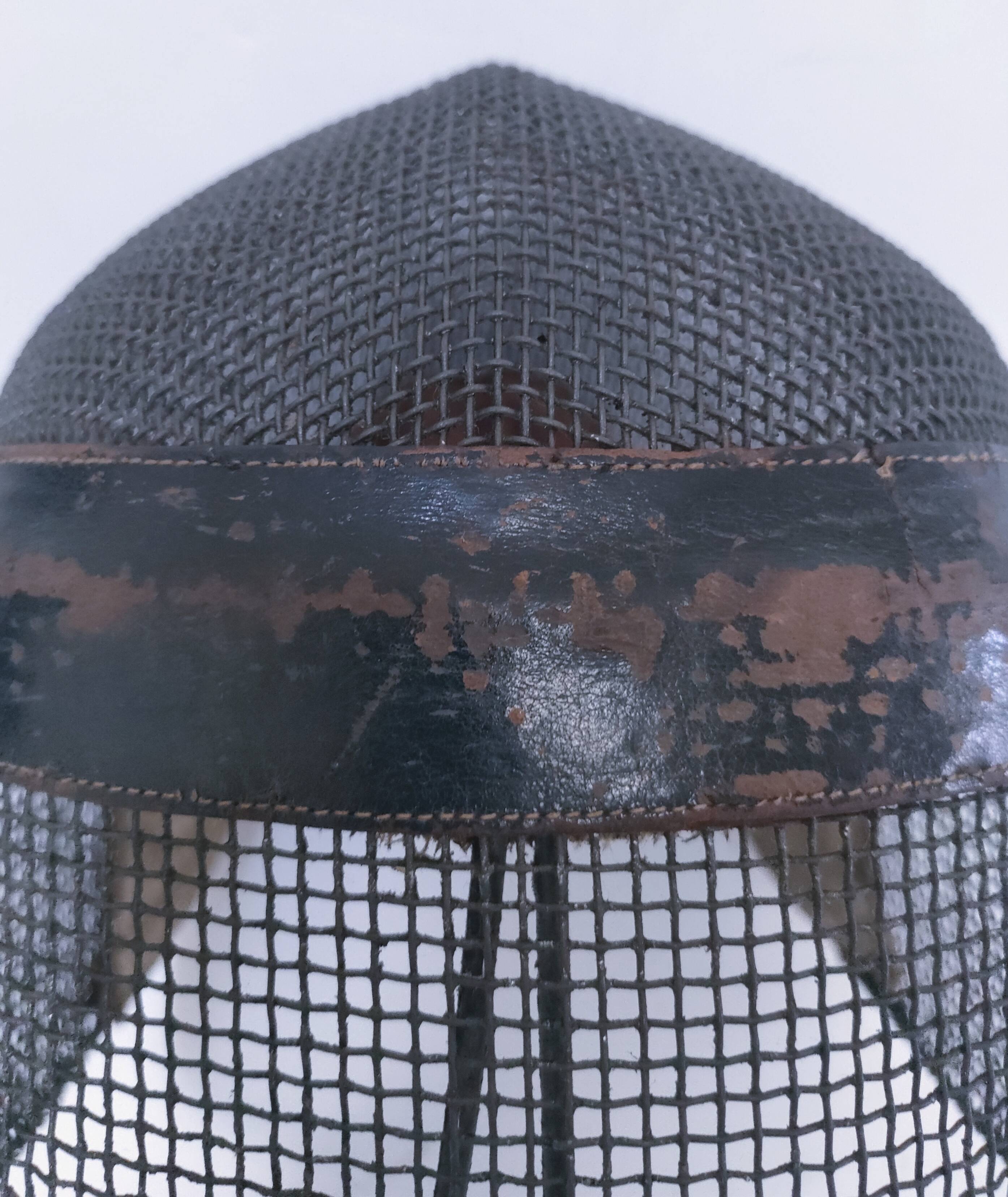 metal and leather fencing mask, early 20th century