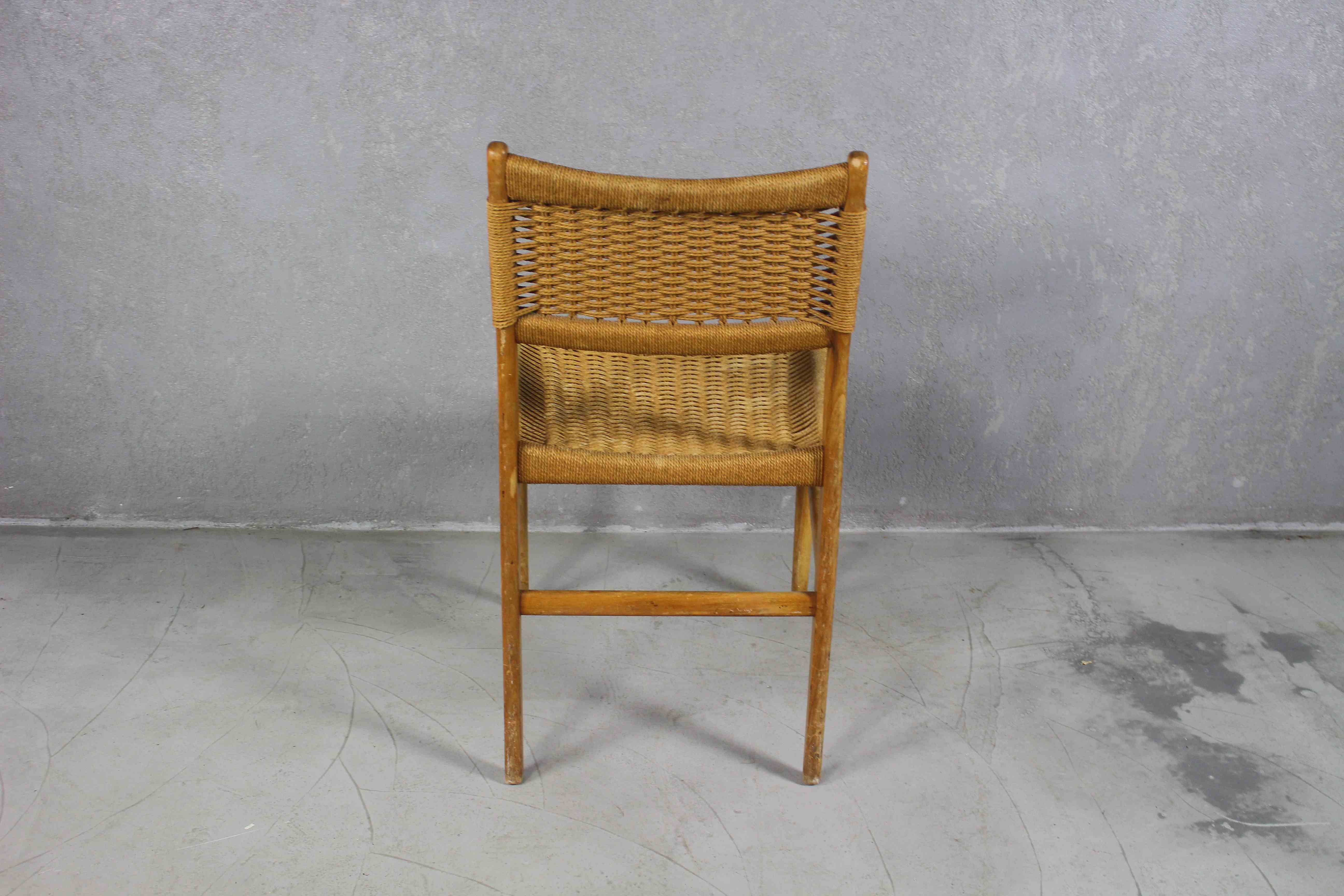 Vintage Cord Woven Chair, Denmark, 1960s